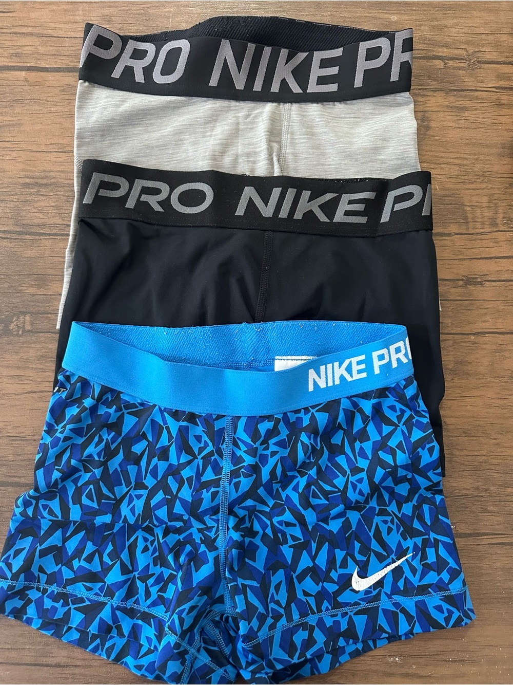 Nike Pro 3-Pack Compression Shorts - Blue/Black/Gray